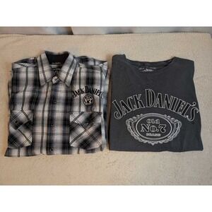 Jack Daniel's Old No.7 Plaid Button Shirt T-Shirt Mens M Lot of 2 Jack Daniel's